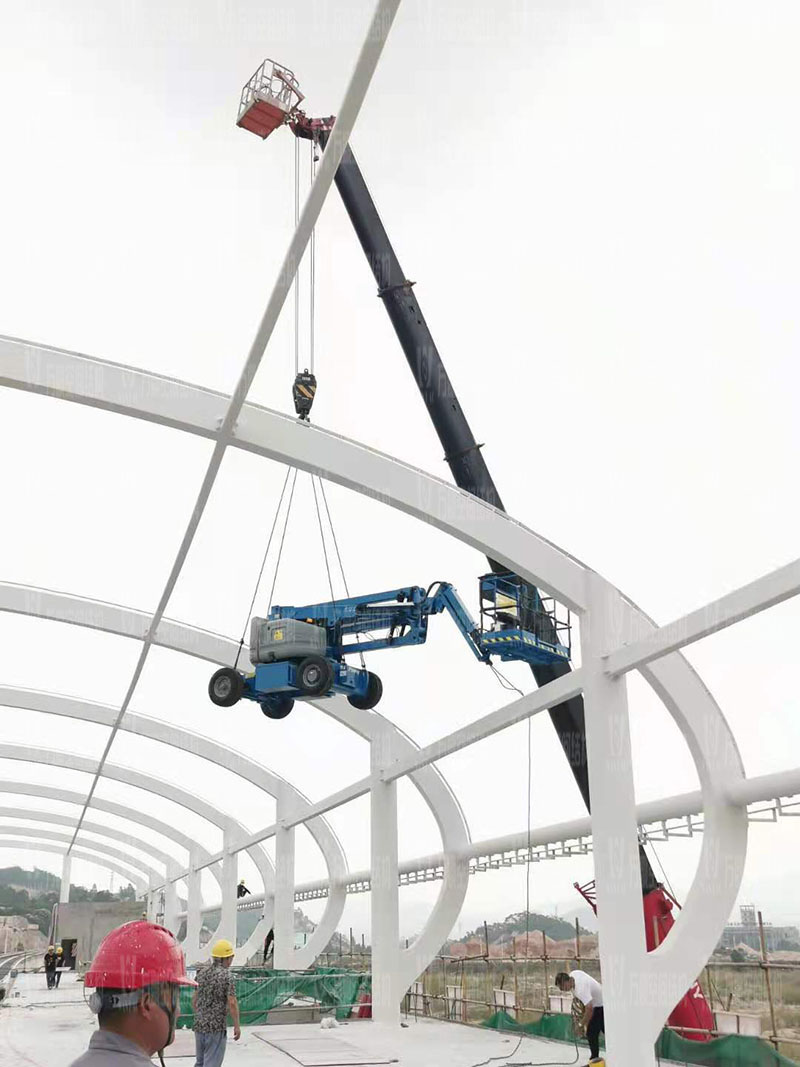 清遠(yuǎn)磁懸浮項(xiàng)目蓮湖車站鋼-膜結(jié)構(gòu)工程鋼結(jié)構(gòu)防火涂料完工 清遠(yuǎn)磁懸浮項(xiàng)目蓮湖車站鋼-膜結(jié)構(gòu)工程鋼結(jié)構(gòu)防火涂料完工