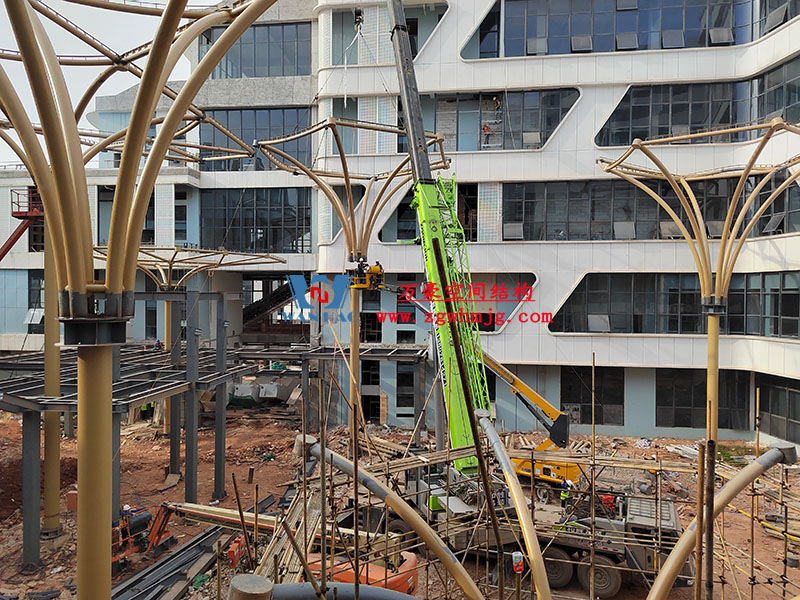 中國(guó)東盟特色商品匯聚中心膜鋼構(gòu)工程火熱施工中