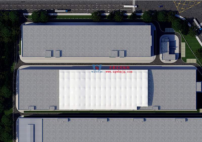 浙江真愛毯業(yè)科技有限公司廠房三屋面膜結(jié)構(gòu)工程完工大吉！