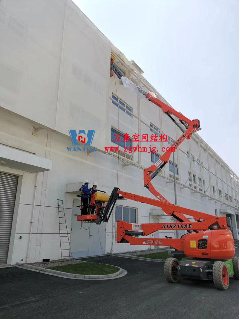 寧波益富樂公司新廠房外立面PTFE網(wǎng)格膜結構工程