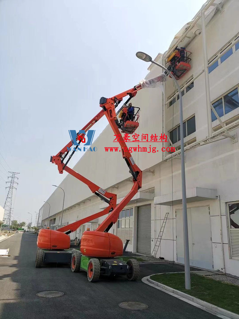 寧波益富樂公司新廠房外立面PTFE網(wǎng)格膜結構工程