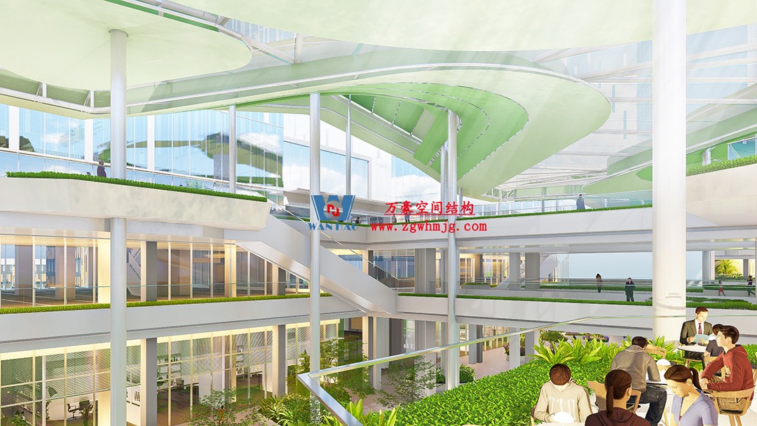 案例欣賞/復雜鋼膜結(jié)構建筑/杭州博多森谷ETFE氣枕連廊天幕項目