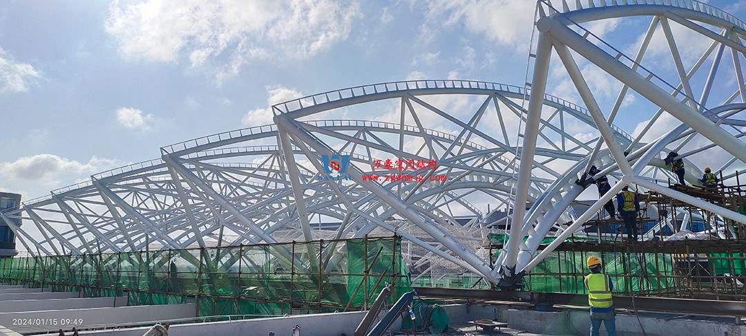 施工加速，這個PTFE膜結構天幕即將完工！