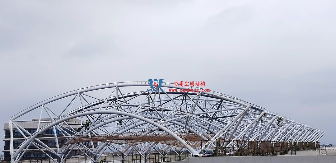 施工加速，這個PTFE膜結構天幕即將完工！