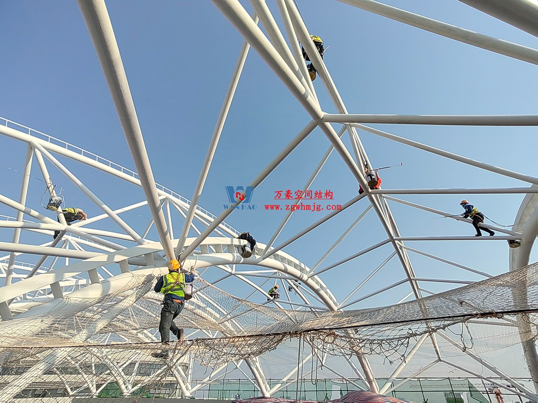 施工加速，這個PTFE膜結構天幕即將完工！