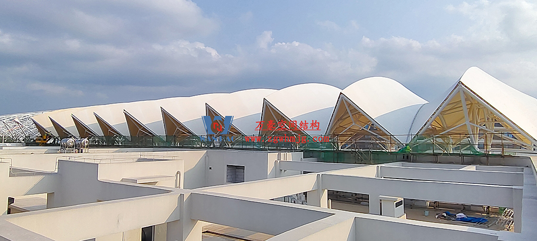 施工加速，這個PTFE膜結構天幕即將完工！