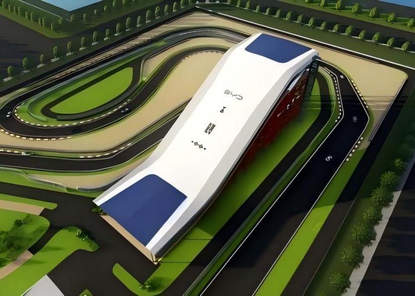 比亞迪紹興嵊州賽車場(chǎng)干拔沙坡觀景平臺(tái)PTFE鋼膜結(jié)構(gòu)