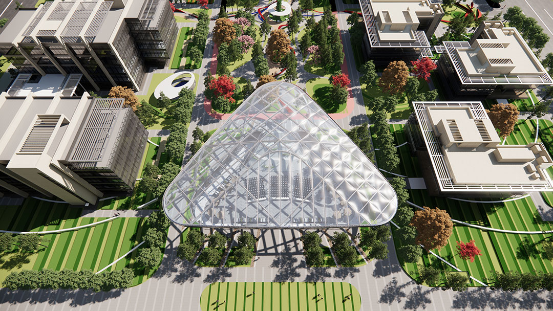 ETFE氣枕膜與雙曲面空間網(wǎng)殼結(jié)構(gòu)結(jié)合是什么樣？一起來一睹真容